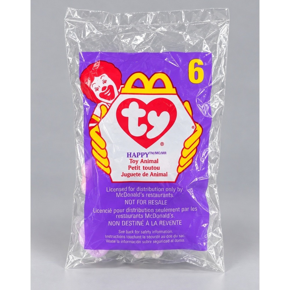 1998 McDonalds Ty Teenie Beanie Baby #6 Purple Animal Sealed New in Bag Vintage
